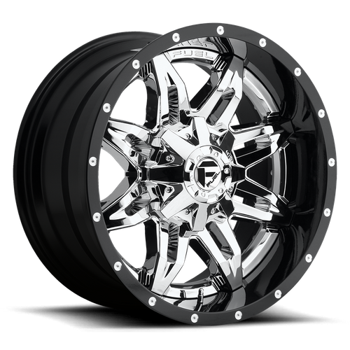Fuel 1PC LETHAL 20X10 -19MM 8X170 CHROME PLATED GLOSS BLACK LIP