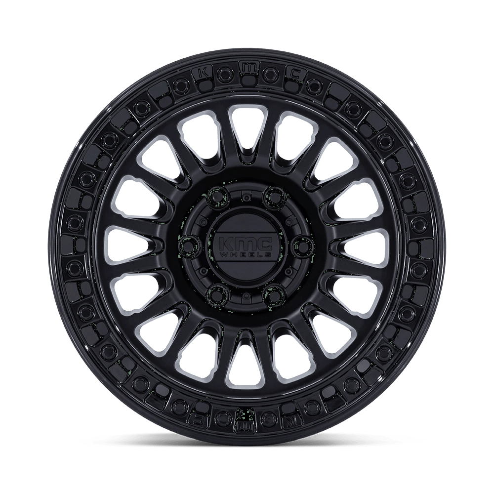 18 Inch MATTE BLACK W/ GLOSS BLACK LIP 8 Lug Chevy Rims KM552MB18908800
