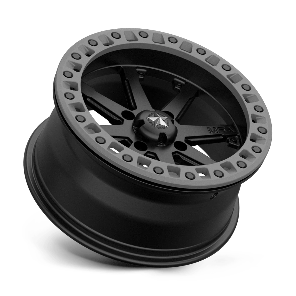 MSA OFFROAD M31 LOK2 hliníkové disky 7x15 4X110 ET0 SATIN BLACK W/ MATTE GRAY RING