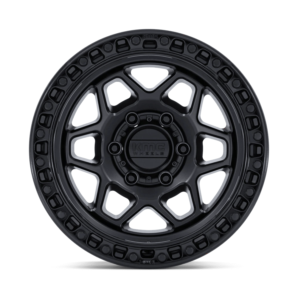 17 Inch MATTE BLACK W/ GLOSS BLACK LIP 6 Lug Ford Rims KM553MB17856300